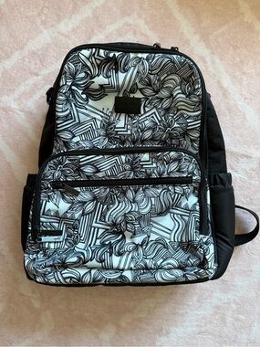 Jujube Be Zealous Diaper Bag Backpack Geometric Doodle Black and White